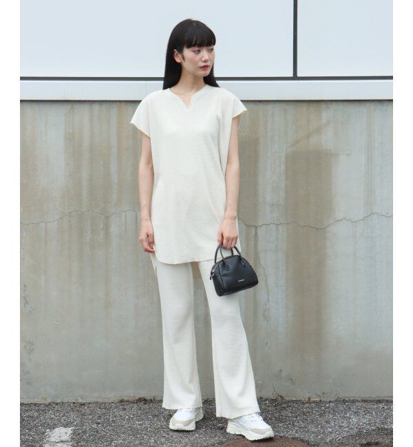 VENCE share style「ワッフルキーネックセットアップ＋ポーチ3点セット」|Tシャツ・カットソー|