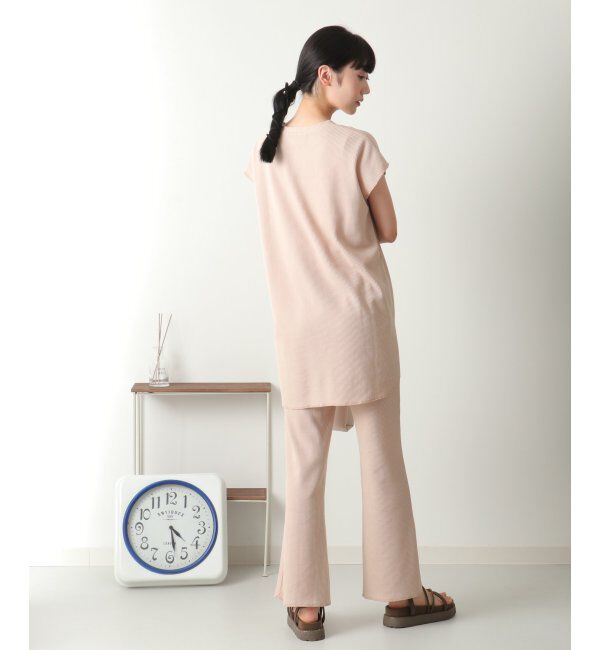 VENCE share style「ワッフルキーネックセットアップ＋ポーチ3点セット」|Tシャツ・カットソー|
