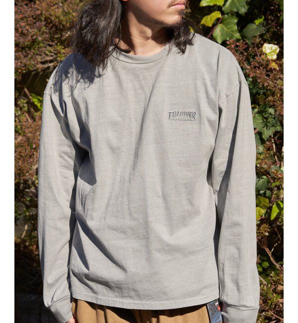 VENCE share style「THRASHER スラッシャー ピグメントプリントロンT」|Tシャツ・カットソー|グレー
