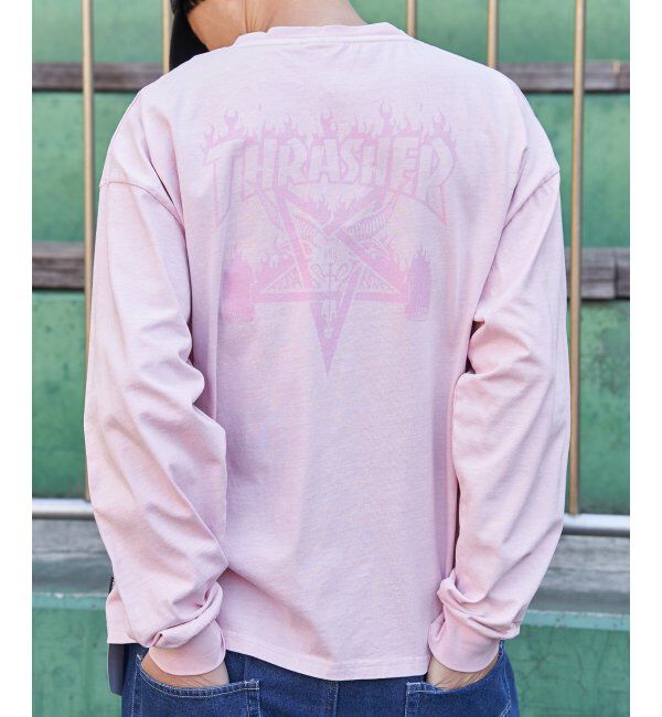 VENCE share style「THRASHER スラッシャー ピグメントプリントロンT」|Tシャツ・カットソー|ピンク