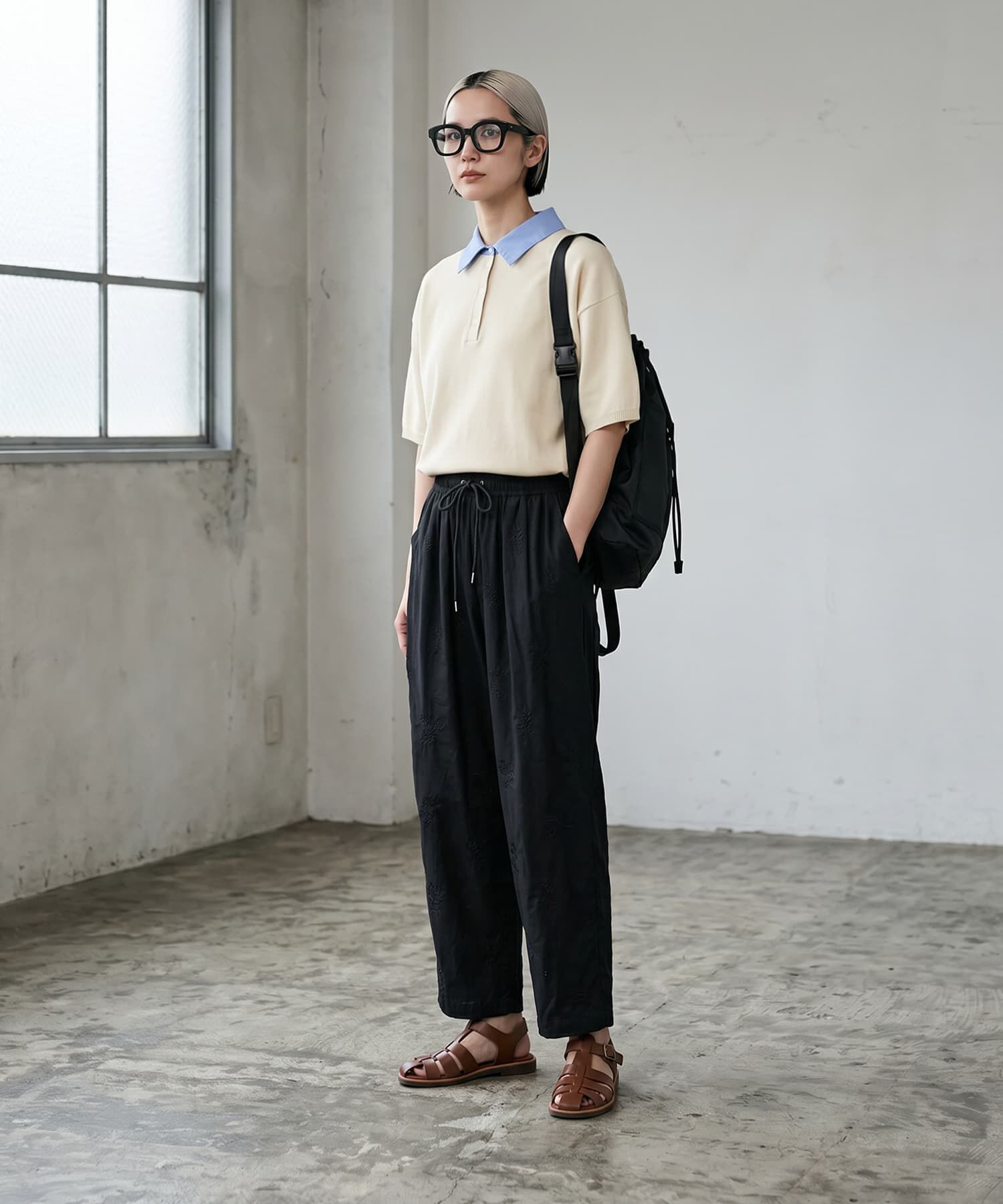 STYLE DELI「【BLK001】刺繍タックイージーパンツ」|その他|