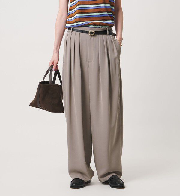 UNITED ARROWS「タック ビッグ ワイドパンツ」|スラックス|BEIGE