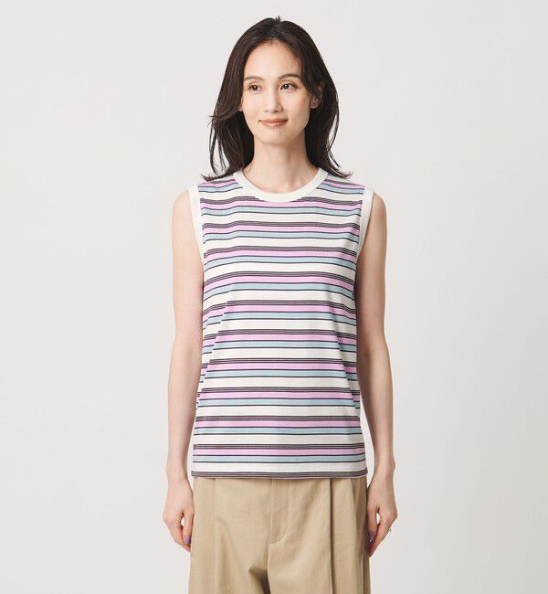 UNITED ARROWS「マルチボーダー ノースリーブ Tシャツ」|タンクトップ|
