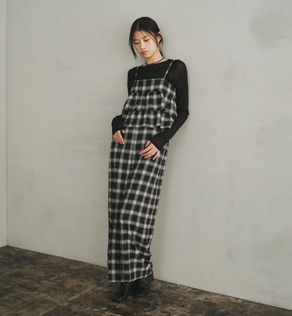 EMMEL REFINES「＜EMMEL REFINES＞EM オンブレーチェック ティアード サロペット」|ワンピース|