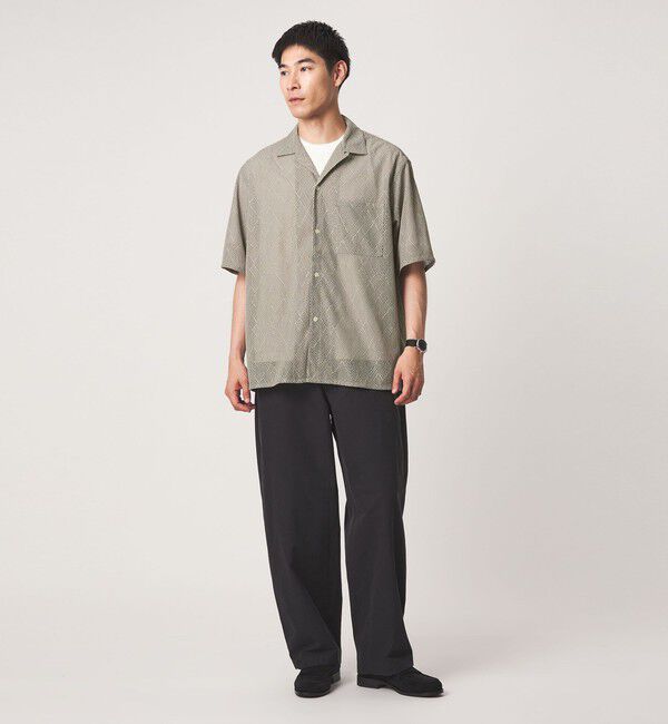 UNITED ARROWS green label relaxing「ダイヤ ヘリンボーン メッシュ オープンカラー 半袖 シャツ」|シャツ・ブラウス|