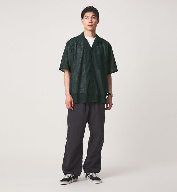 UNITED ARROWS green label relaxing「ダイヤ ヘリンボーン メッシュ オープンカラー 半袖 シャツ」|シャツ・ブラウス|