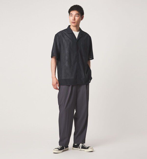 UNITED ARROWS green label relaxing「ダイヤ ヘリンボーン メッシュ オープンカラー 半袖 シャツ」|シャツ・ブラウス|