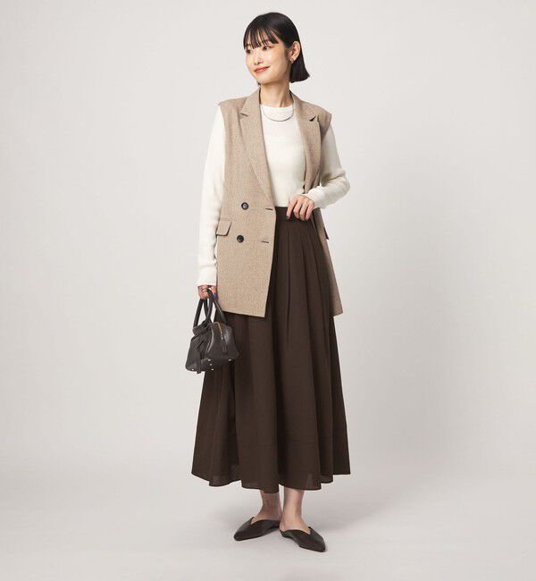 UNITED ARROWS green label relaxing「Breeze Cool タック スカート 2 マシンウォッシャブル 通気性 UVカット」|フレア|