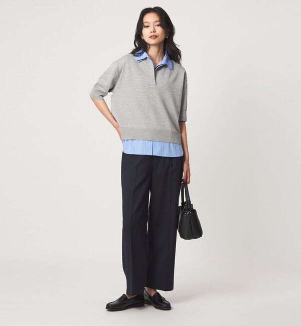 UNITED ARROWS green label relaxing「2WAY スキッパー シャツ プルオーバー ニット 5分袖 」|ニット・セーター|