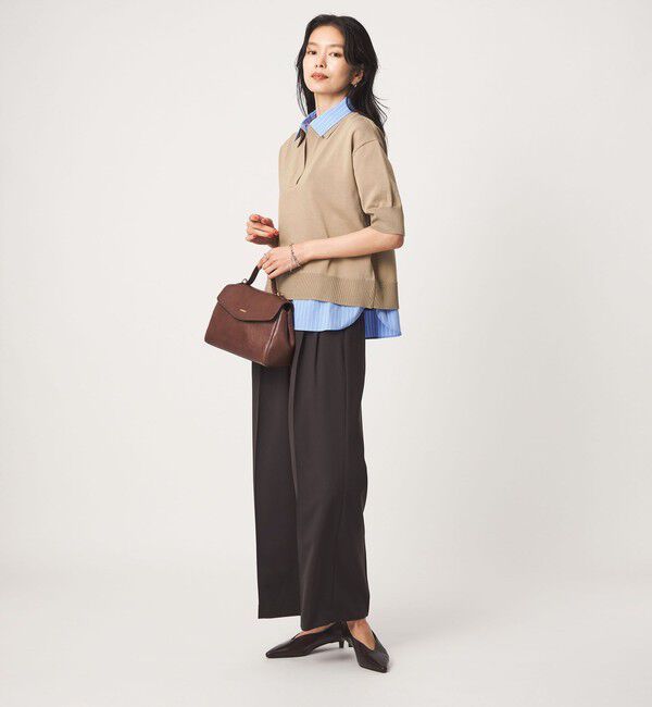UNITED ARROWS green label relaxing「2WAY スキッパー シャツ プルオーバー ニット 5分袖 」|ニット・セーター|