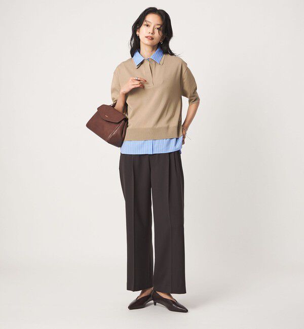 UNITED ARROWS green label relaxing「2WAY スキッパー シャツ プルオーバー ニット 5分袖 」|ニット・セーター|
