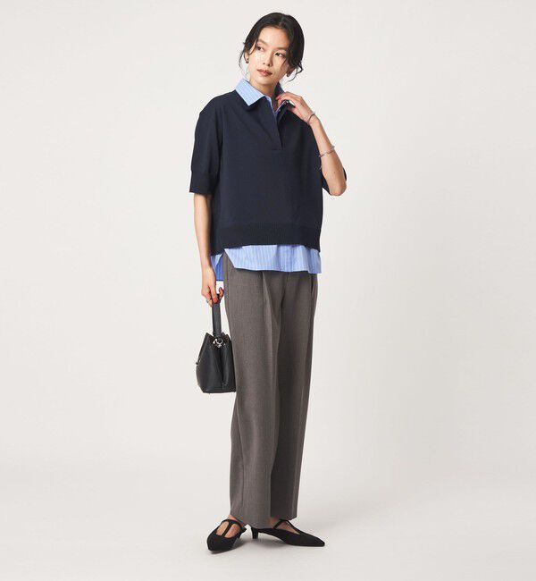 UNITED ARROWS green label relaxing「2WAY スキッパー シャツ プルオーバー ニット 5分袖 」|ニット・セーター|
