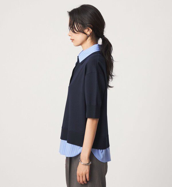 UNITED ARROWS green label relaxing「2WAY スキッパー シャツ プルオーバー ニット 5分袖 」|ニット・セーター|