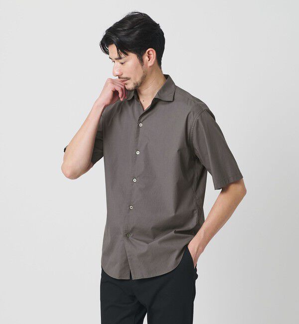 BEAUTY&YOUTH UNITED ARROWS「【WEB限定 WARDROBE SMART】コットン ワイドカラー スキッパーシャツ」|シャツ・ブラウス|DK.GRAY