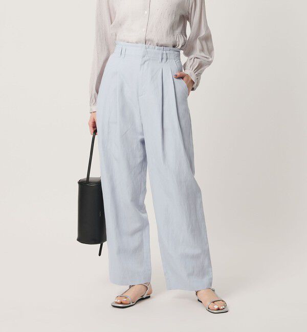 BEAUTY&YOUTH UNITED ARROWS「麻ブレンド バックゴム タック ワイドパンツ」|チノ|