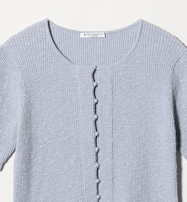 BEAUTY&YOUTH UNITED ARROWS「麻ブレンド スラブ フロントボタン ショートスリーブ カーディガン ウォッシャブル」|カーディガン|