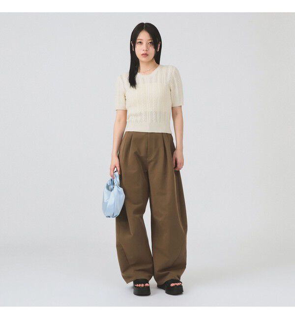 Ray BEAMS 「ケーブル ハーフスリーブ クルーネック」|ニット・セーター|