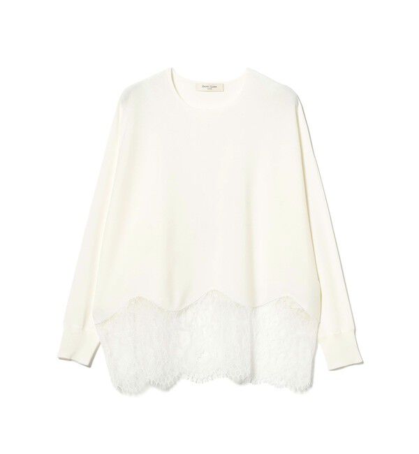 Demi-Luxe BEAMS 「レースヘム クルーネック ニットプルオーバー」|ニット・セーター|ECRU