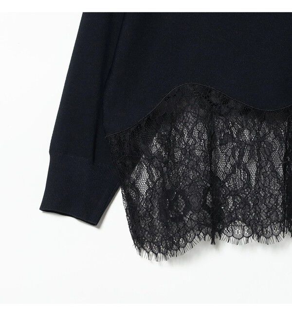 Demi-Luxe BEAMS 「レースヘム クルーネック ニットプルオーバー」|ニット・セーター|