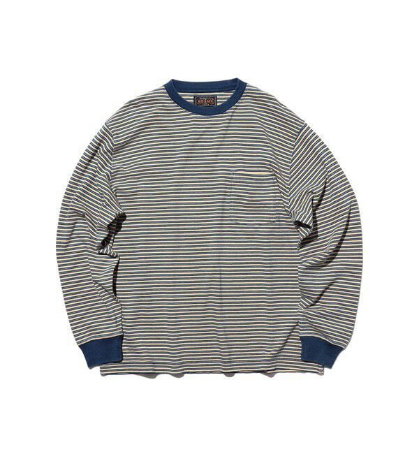 BEAMS PLUS「Pocket Tee Indigo Stripe」|Tシャツ・カットソー|YELLOW