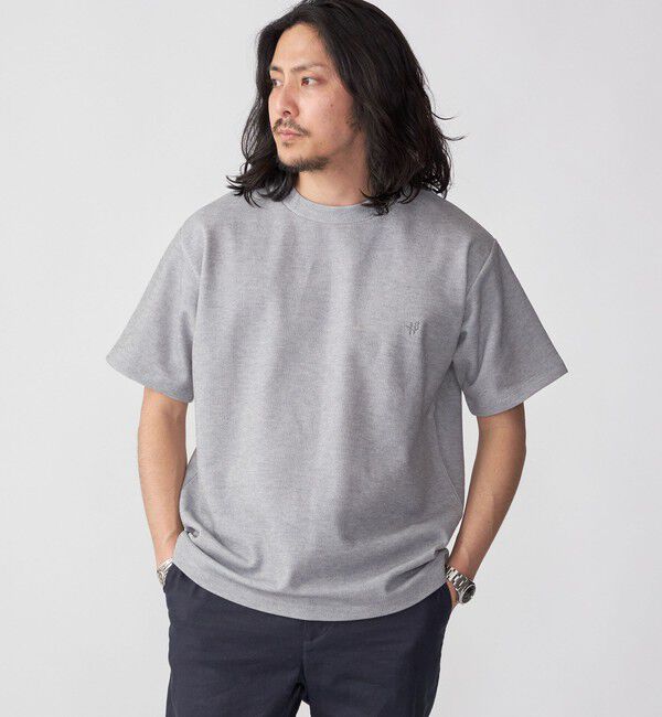 SHIPS「【WEB限定】SHIPS:〈手洗い可能/抗菌/防臭〉ワンポイント ロゴ バーズアイ Tシャツ」|Tシャツ・カットソー|ライトグレー