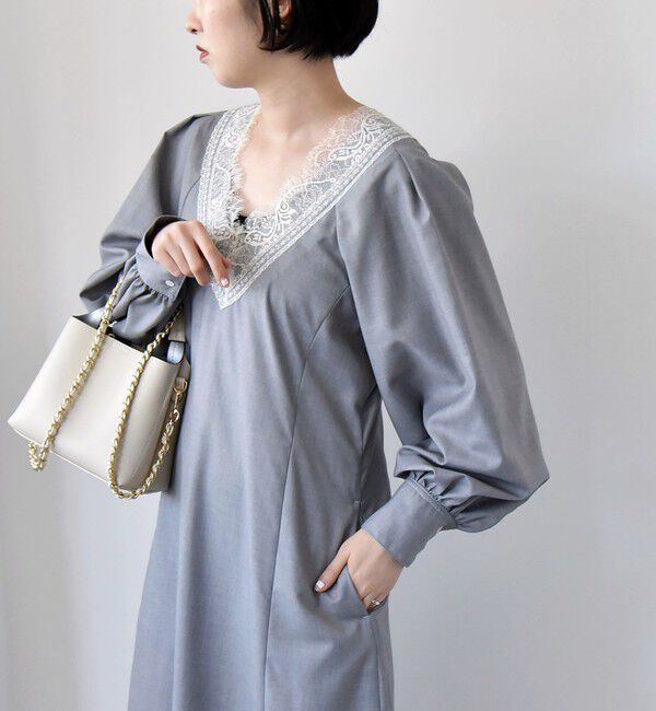 quaranciel「quaranciel:〈手洗い可能〉ウーステッド レース コンシャス ワンピース」|ワンピース|