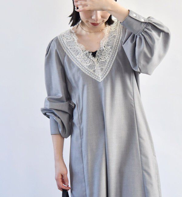 quaranciel「quaranciel:〈手洗い可能〉ウーステッド レース コンシャス ワンピース」|ワンピース|