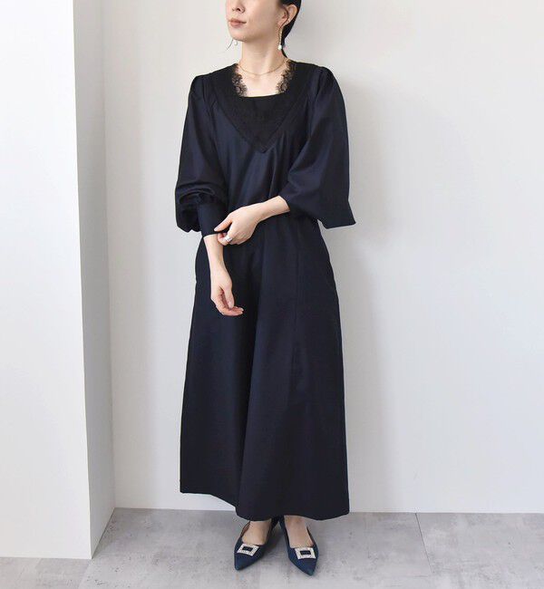 quaranciel「quaranciel:〈手洗い可能〉ウーステッド レース コンシャス ワンピース」|ワンピース|