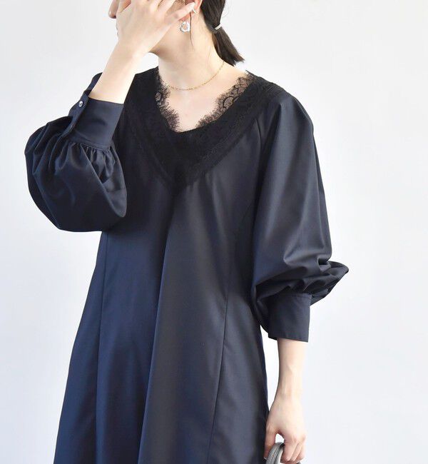 quaranciel「quaranciel:〈手洗い可能〉ウーステッド レース コンシャス ワンピース」|ワンピース|