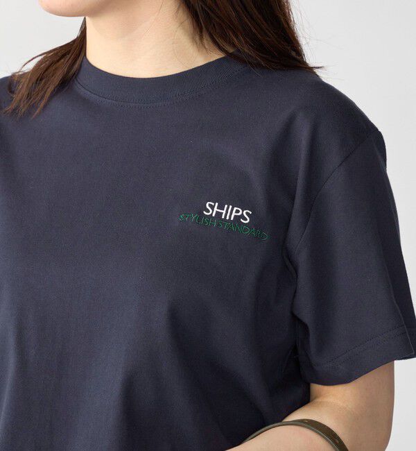 SHIPS「【WEB限定】SHIPS: STYLISH STANDARD ロゴ 刺繍 Tシャツ」|Tシャツ・カットソー|コバルトブルー