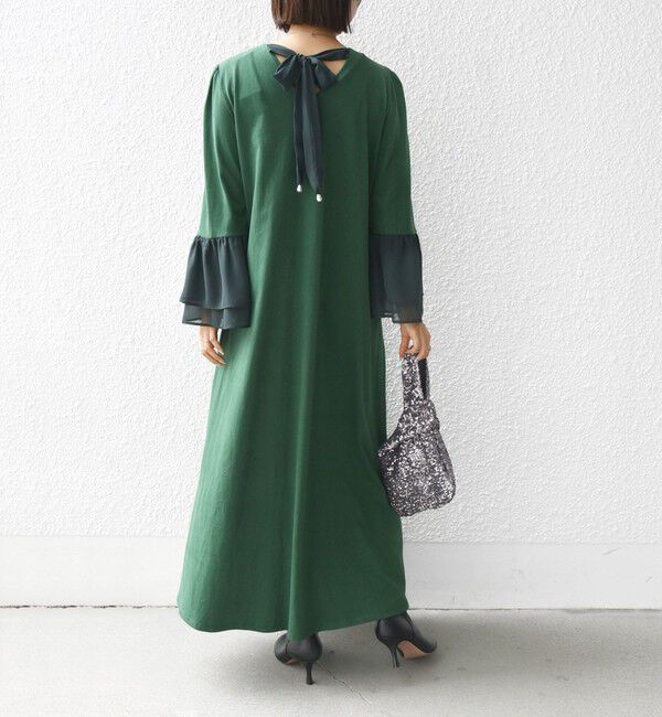 SHIPS for women「【WEB限定】〈手洗い可能〉バック リボン タック ワンピース」|ワンピース|