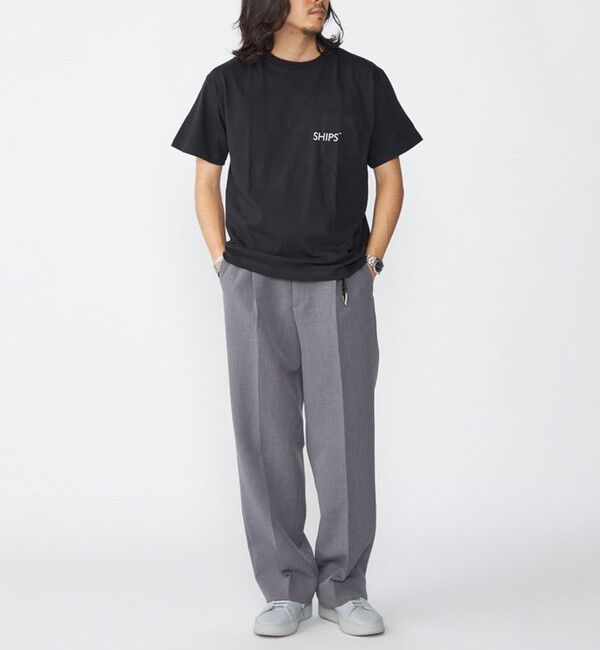 SHIPS「【WEB限定】SHIPS: SHIPSロゴ プリント ポケット Tシャツ」|Tシャツ・カットソー|