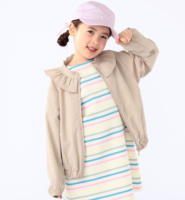 SHIPS KIDS「SHIPS KIDS:100～130cm /〈UVカット/洗濯機可能〉フリル パーカ」|ブルゾン・スタジャン|