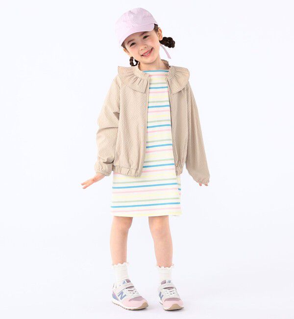 SHIPS KIDS「SHIPS KIDS:100～130cm /〈UVカット/洗濯機可能〉フリル パーカ」|ブルゾン・スタジャン|