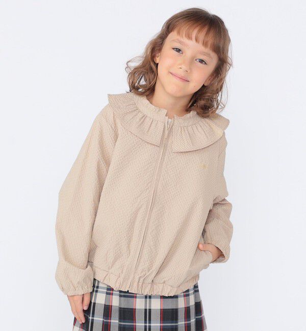 SHIPS KIDS「SHIPS KIDS:100～130cm /〈UVカット/洗濯機可能〉フリル パーカ」|ブルゾン・スタジャン|