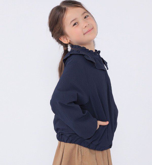 SHIPS KIDS「SHIPS KIDS:100～130cm /〈UVカット/洗濯機可能〉フリル パーカ」|ブルゾン・スタジャン|