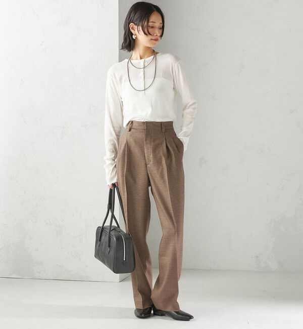 SHIPS for women「【SHIPS別注】miller: シアー ヘンリー ネック ロング スリーブ TEE」|Tシャツ・カットソー|