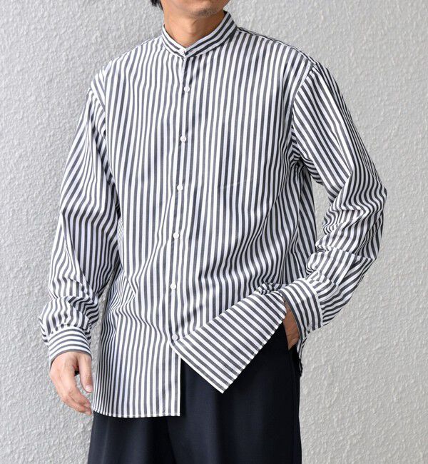SHIPS any「SHIPS any: LIM BLESS ソリッド / ストライプ バンドカラー シャツ 26AW◆」|シャツ・ブラウス|