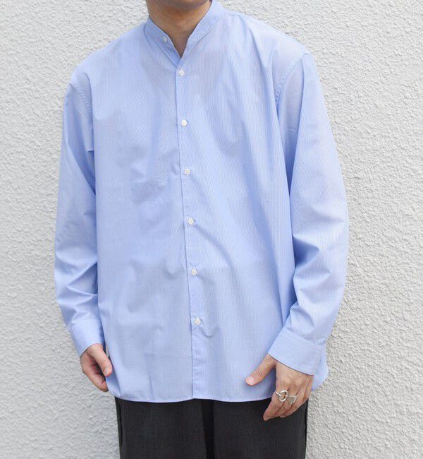 SHIPS any「SHIPS any: LIM BLESS ソリッド / ストライプ バンドカラー シャツ 26AW◆」|シャツ・ブラウス|