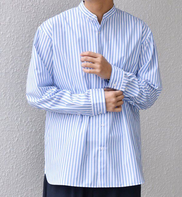 SHIPS any「SHIPS any: LIM BLESS ソリッド / ストライプ バンドカラー シャツ 26AW◆」|シャツ・ブラウス|
