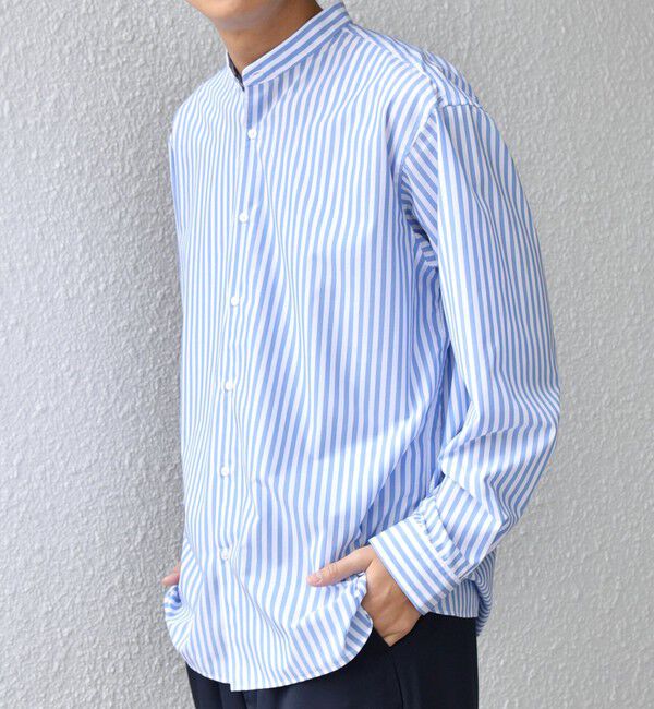SHIPS any「SHIPS any: LIM BLESS ソリッド / ストライプ バンドカラー シャツ 26AW◆」|シャツ・ブラウス|