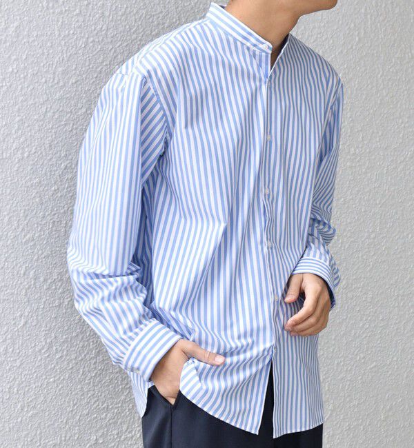 SHIPS any「SHIPS any: LIM BLESS ソリッド / ストライプ バンドカラー シャツ 26AW◆」|シャツ・ブラウス|