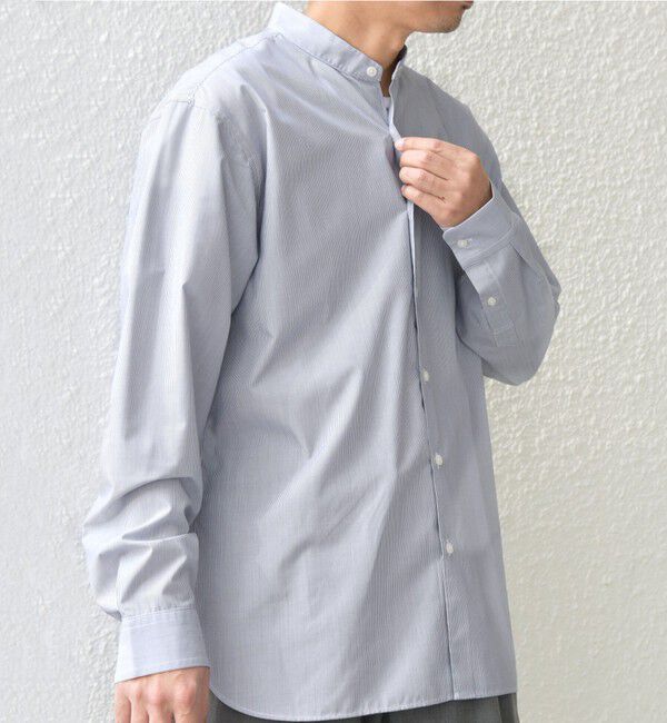 SHIPS any「SHIPS any: LIM BLESS ソリッド / ストライプ バンドカラー シャツ 26AW◆」|シャツ・ブラウス|