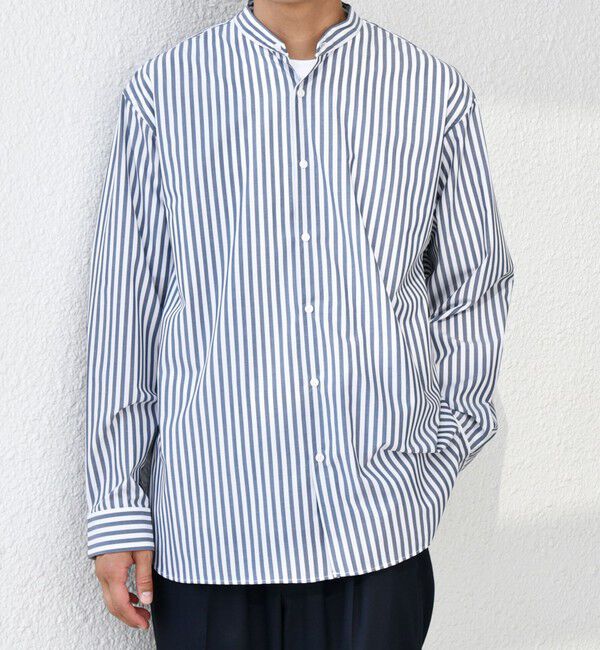 SHIPS any「SHIPS any: LIM BLESS ソリッド / ストライプ バンドカラー シャツ 26AW◆」|シャツ・ブラウス|