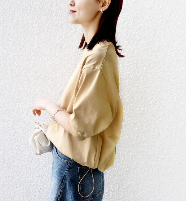 SHIPS for women「【WEB限定】〈接触冷感 / 汗染み防止加工〉オーガニック コットン 裾 ドロスト トップス」|Tシャツ・カットソー|