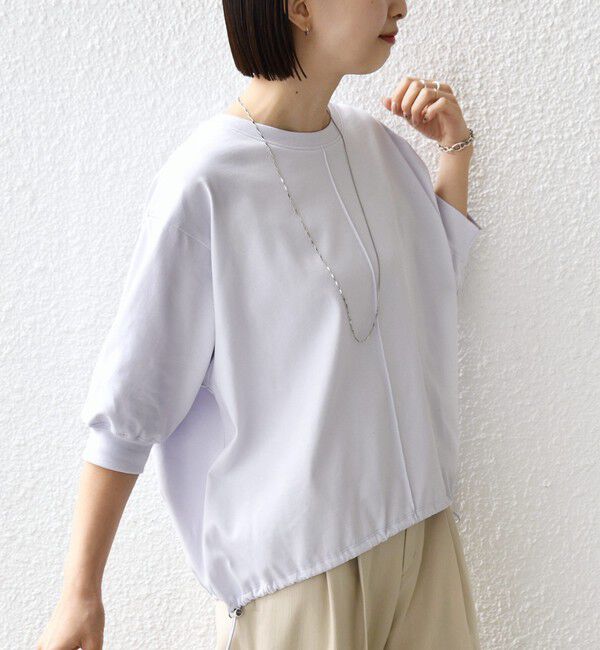 SHIPS for women「【WEB限定】〈接触冷感 / 汗染み防止加工〉オーガニック コットン 裾 ドロスト トップス」|Tシャツ・カットソー|
