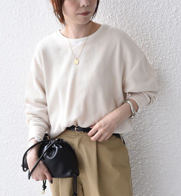 SHIPS Colors 「《追加・新色予約》SHIPS Colors:〈手洗い可能〉変形ワッフル Vネック プルオーバー◆」|Tシャツ・カットソー|