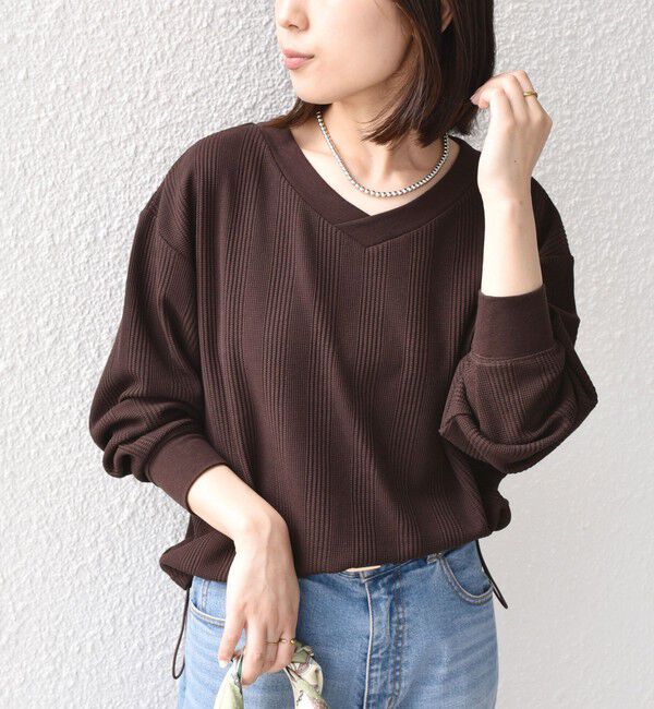 SHIPS Colors 「《追加・新色予約》SHIPS Colors:〈手洗い可能〉変形ワッフル Vネック プルオーバー◆」|Tシャツ・カットソー|