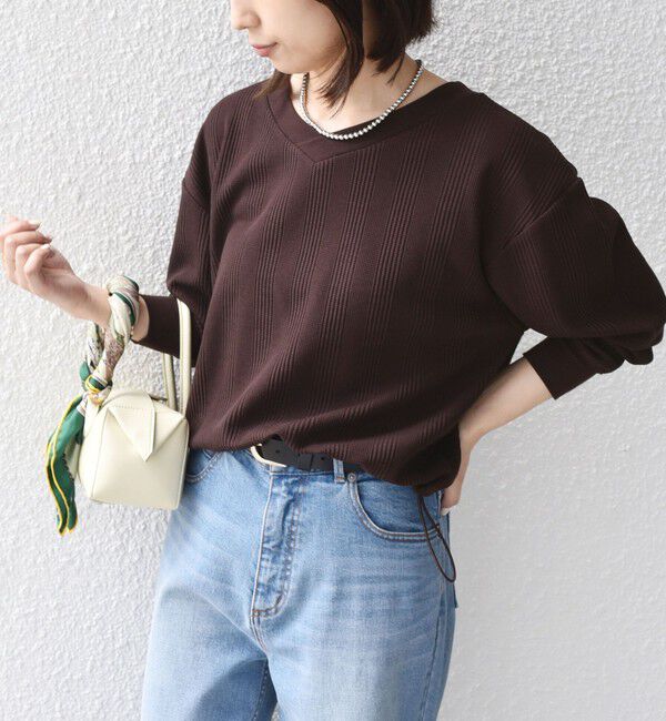 SHIPS Colors 「《追加・新色予約》SHIPS Colors:〈手洗い可能〉変形ワッフル Vネック プルオーバー◆」|Tシャツ・カットソー|