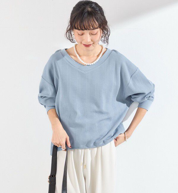SHIPS Colors 「《追加・新色予約》SHIPS Colors:〈手洗い可能〉変形ワッフル Vネック プルオーバー◆」|Tシャツ・カットソー|